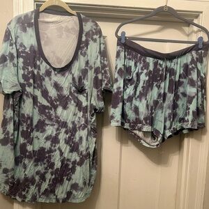 Torrid Tie-Dye Pajama Set in Black and Green